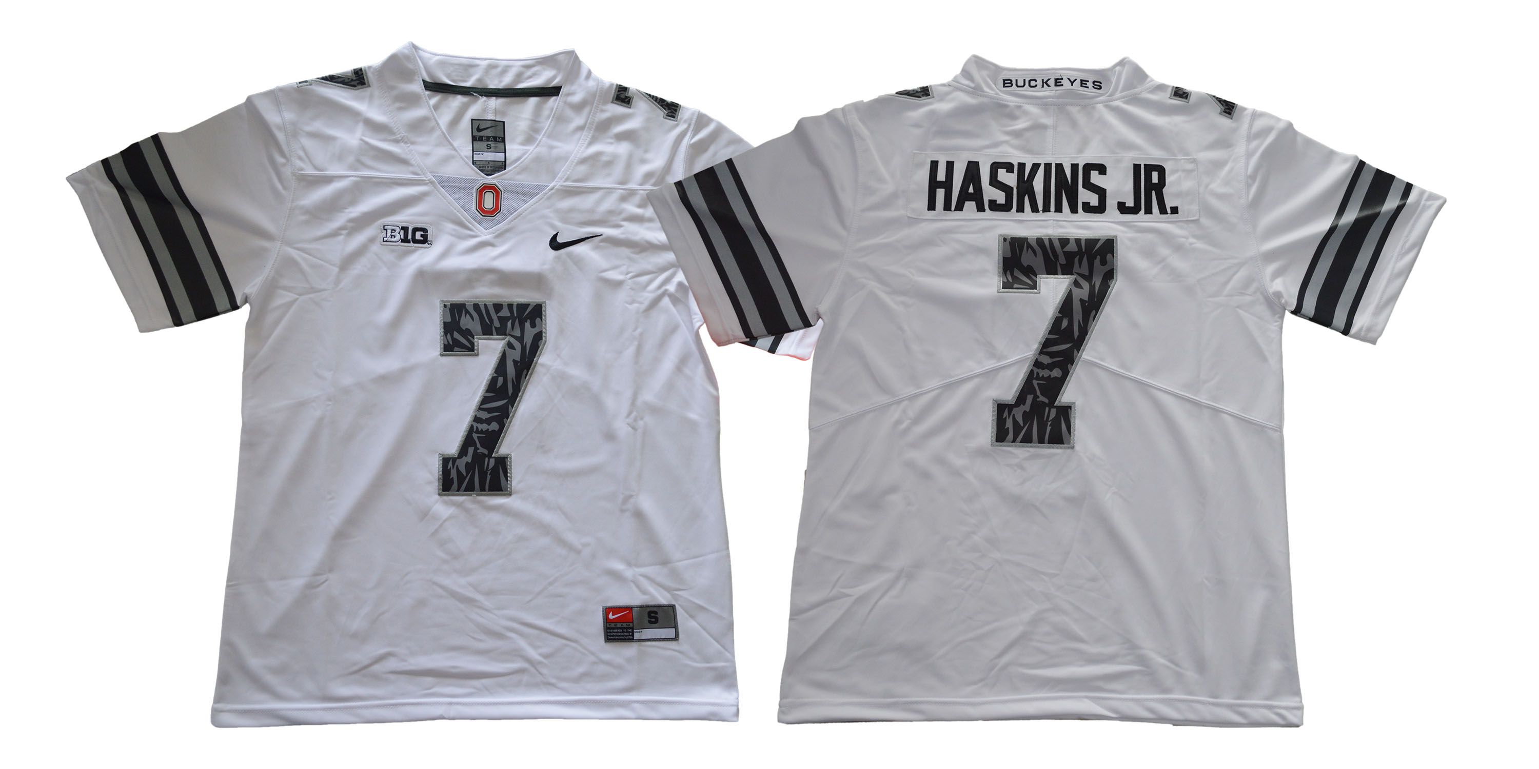 Men Ohio State Buckeyes 7 Haskins jr White pattern Nike NCAA Jerseys